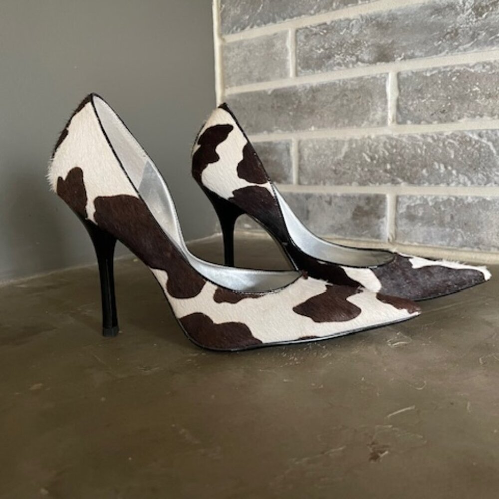 Guess Cow-Print Heels, Size 7.5